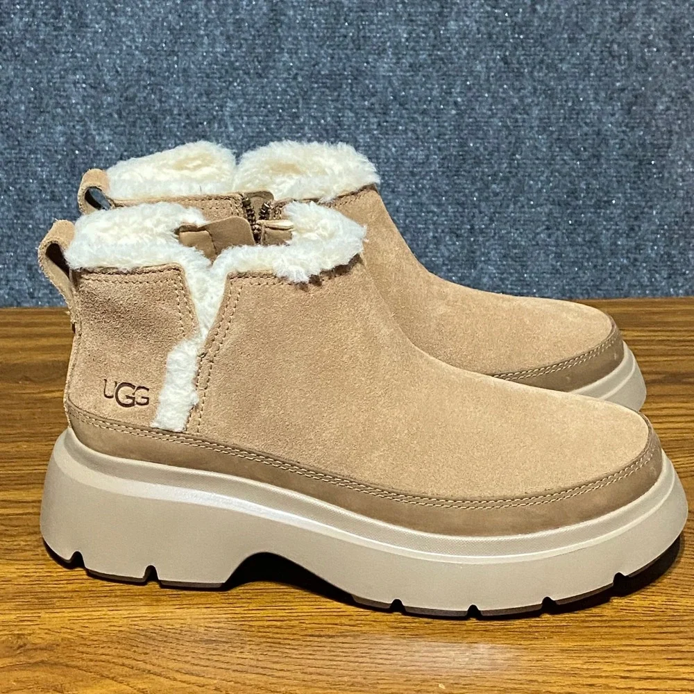 UGG Calimuze Ultra Mini Slip On‎ Chestnut Suede Platform Lug Boot 1174495 Size 7